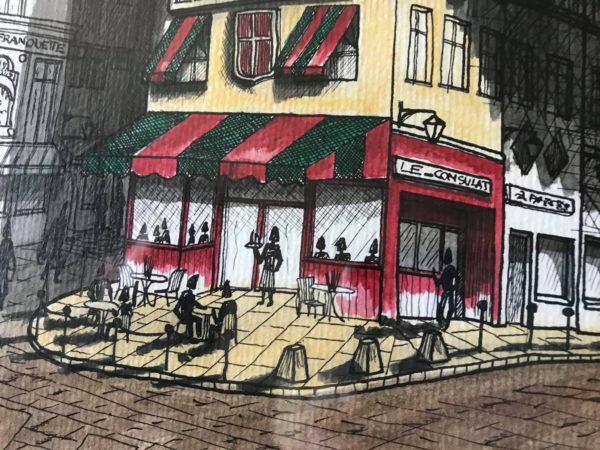 détail tableau Montmartre-Café Le consulat-Patrice vannicatte